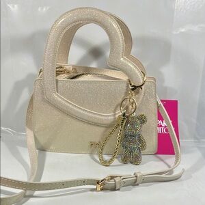 Paris Hilton Glittering Cream Crossbody Bag